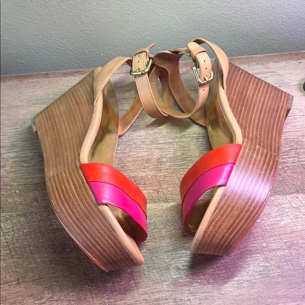 Coach Red and Pink Wedge Shoes - Picture 3 of 9